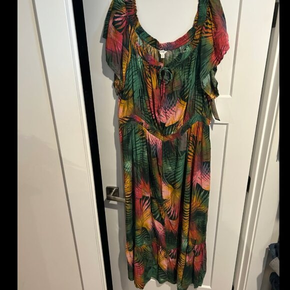 NWT TropicalMulticolor Terra SkyMaxi Dress Womens Plus Size 4X - Picture 1 of 8